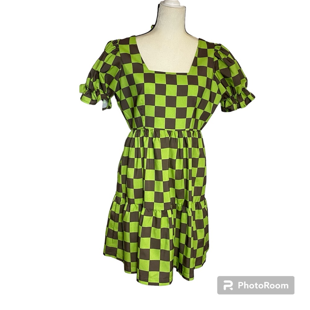 Molby the Label Green Checkered ruffle dress size 8 US women’s